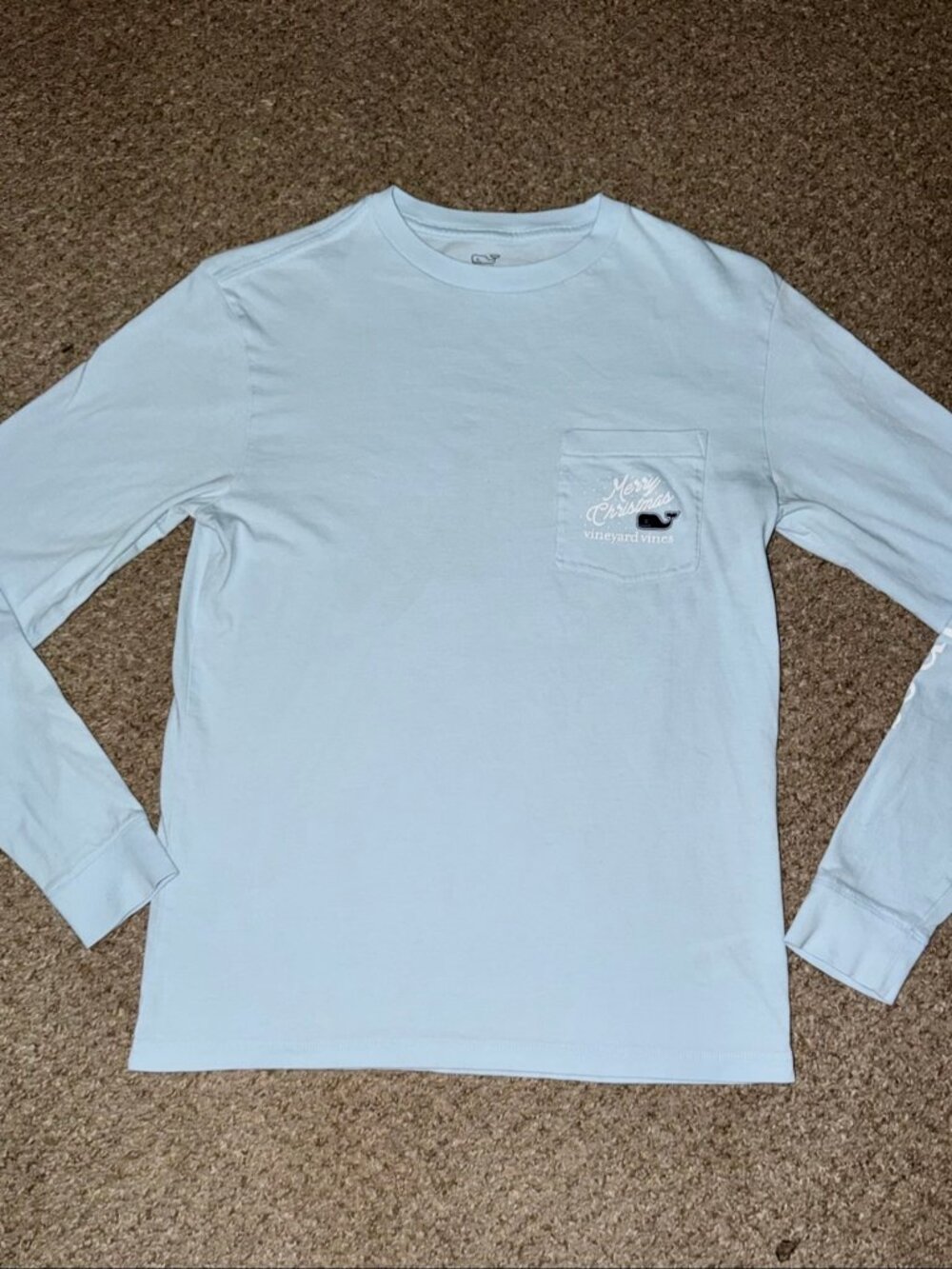 Vineyard Vines Unisex Merry Christmas Truck Long Sleeve Tee Light Blue XS